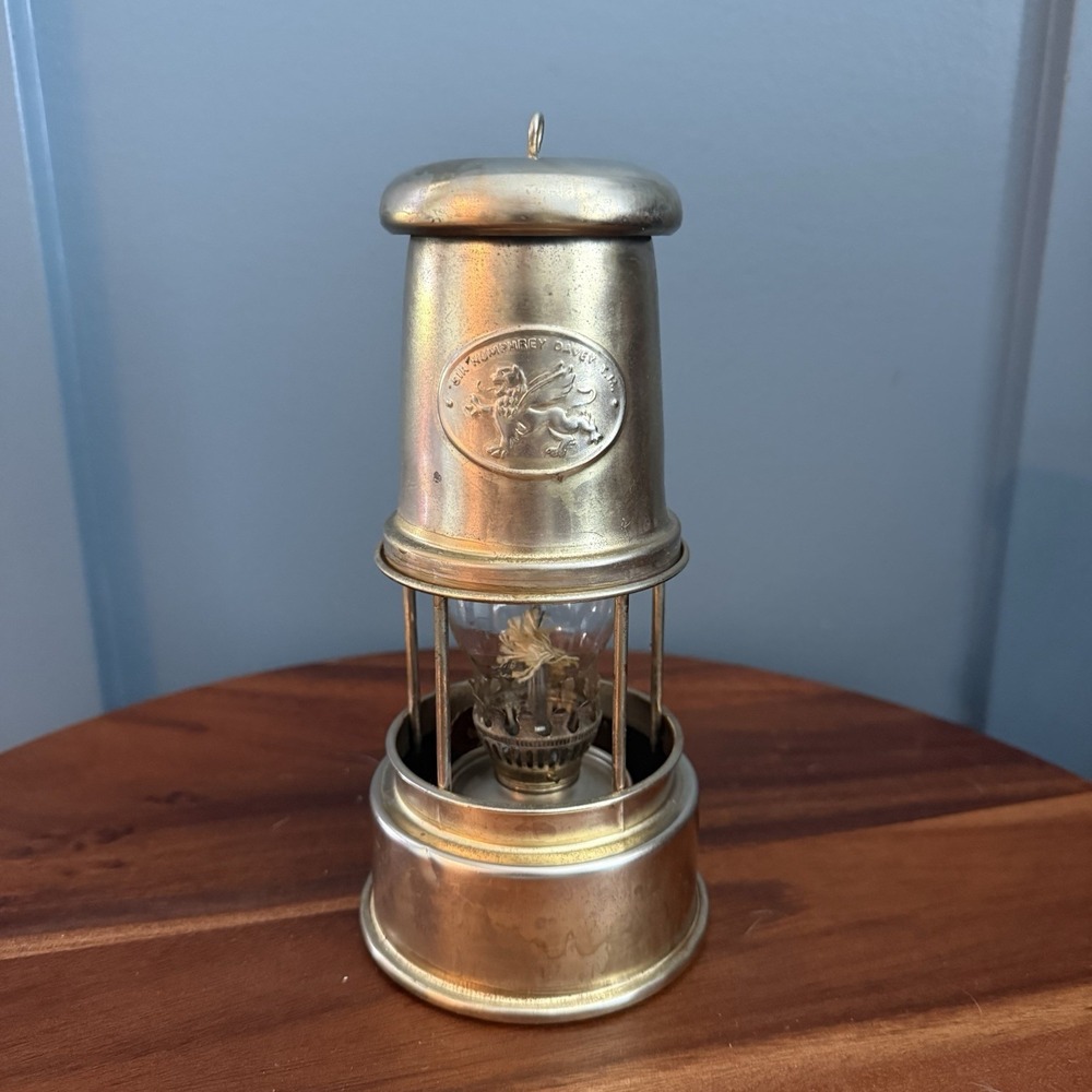 VTG BRASS MINER KEROSENE OIL LAMP SIR HUMPHREY DAVEY NORA NELSON 1980 8.5"